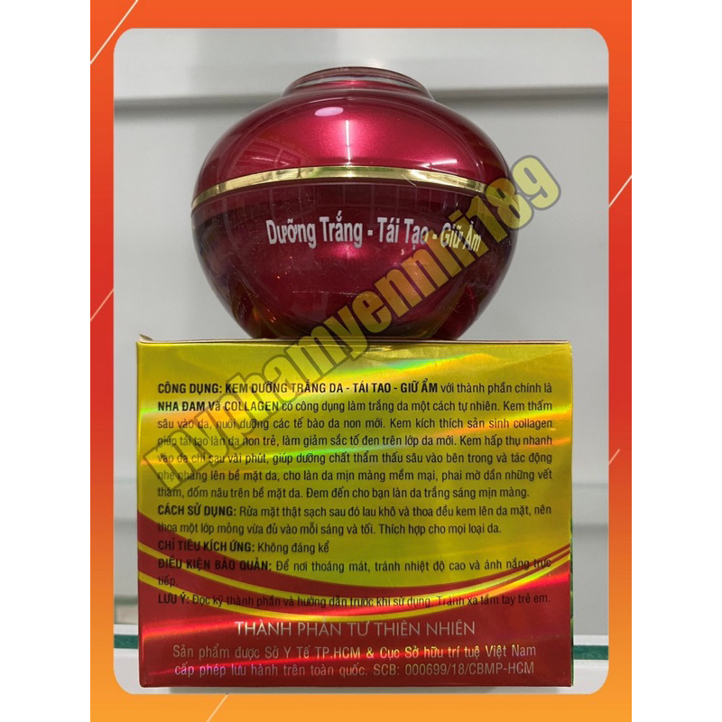 Kem trắng da tái tạo, giữ ẩm nha đam collagen pt bert