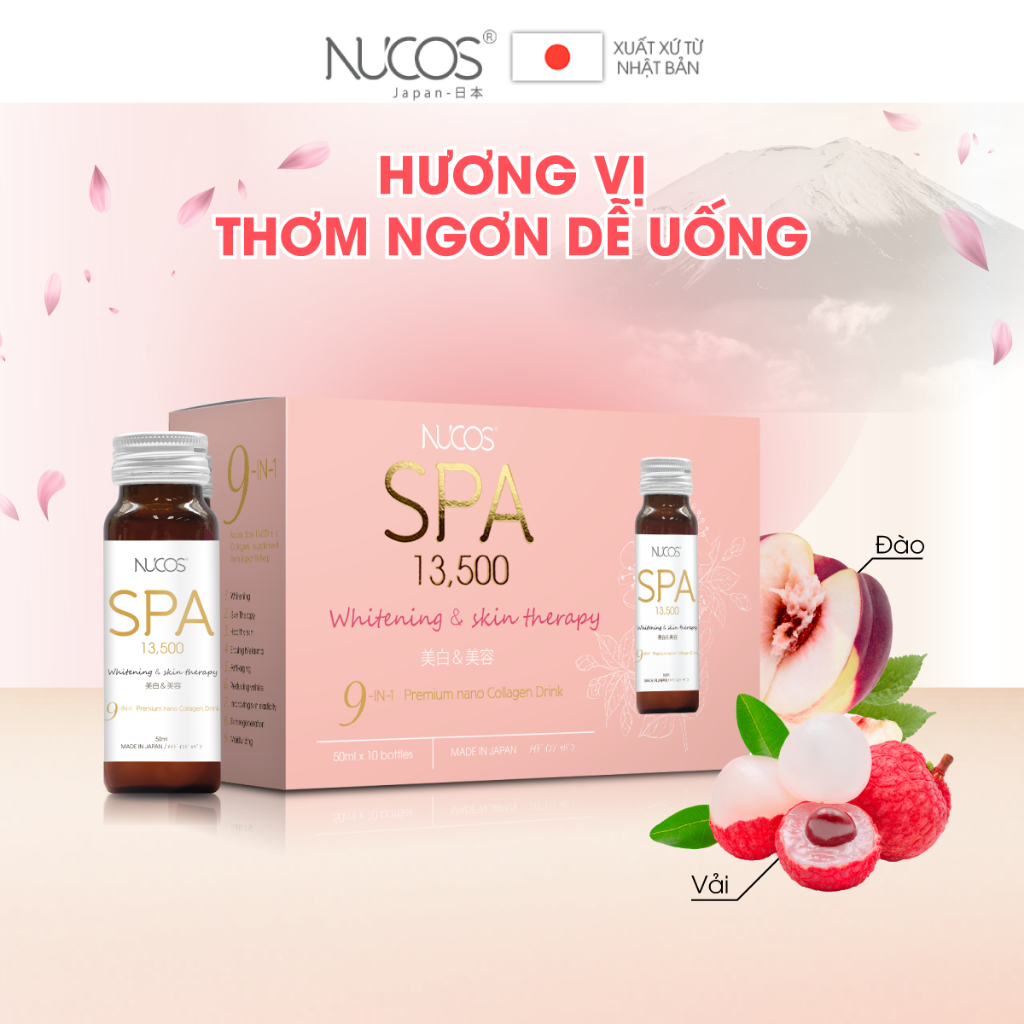 Combo 5 hộp nước uống collagen chống lão hóa phục hồi da Nucos Spa 13500 50ml x 5 x 10 chai