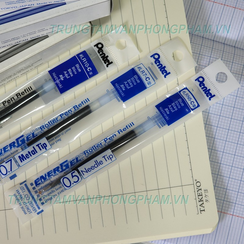 Ruột bút Pentel Energel Nét 0.5/ 0.7/ 1.0mm màu Xanh/ Đỏ/ Đen - CHỌN LOẠI