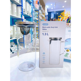 Bình nước thuỷ tinh Nikko 1.3L Inochi hàng xuất Nhật Bản