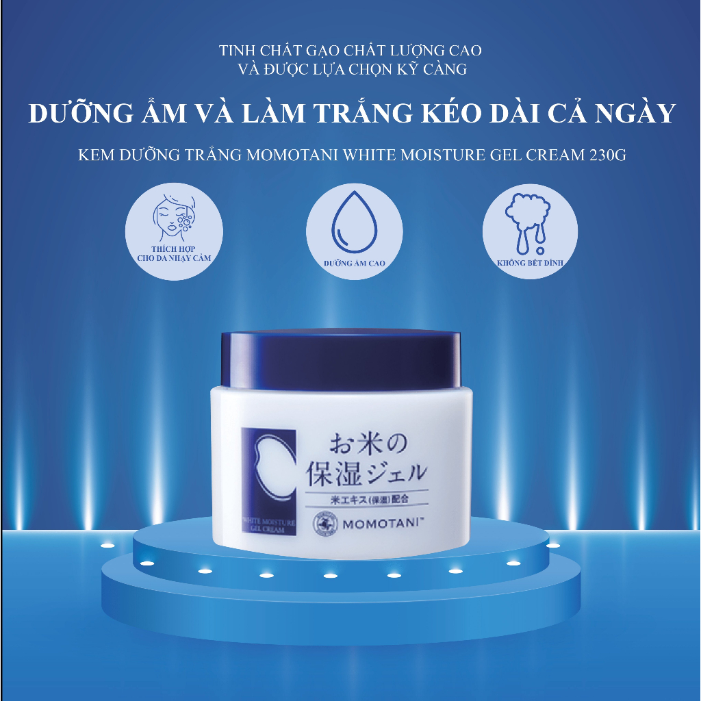 Kem Dưỡng Trắng Da Chiết Xuất Gạo Hữu Cơ MOMOTANI 230G