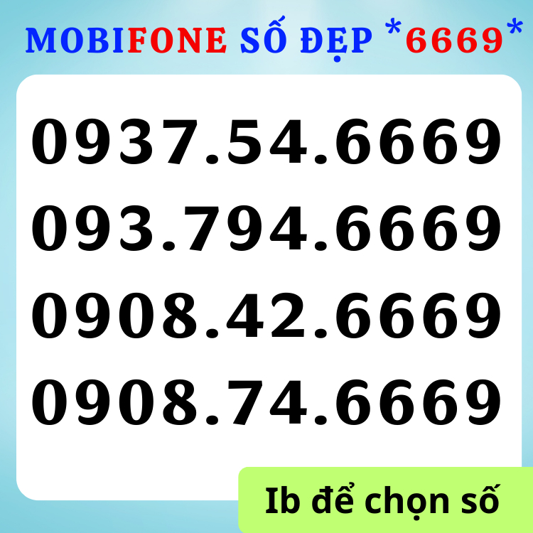 Sim Mobifone số đẹp, sim số đẹp Mobi đầu cổ 09, 093, 0908, 0931 Đuôi *6669 dễ nhớ [Đăng ký chính chủ + Esim: Miễn Phí]