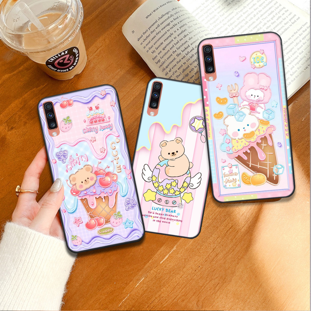 Ốp Samsung A7 2018 / A9 2018 in hình gấu kem thỏ dễ thương cute đẹp