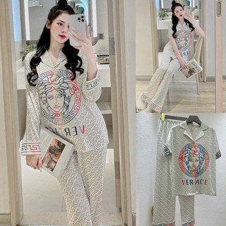 Bộ pyjama lụa hoạ tiết quảng châu cao cấp mã 2023-0306