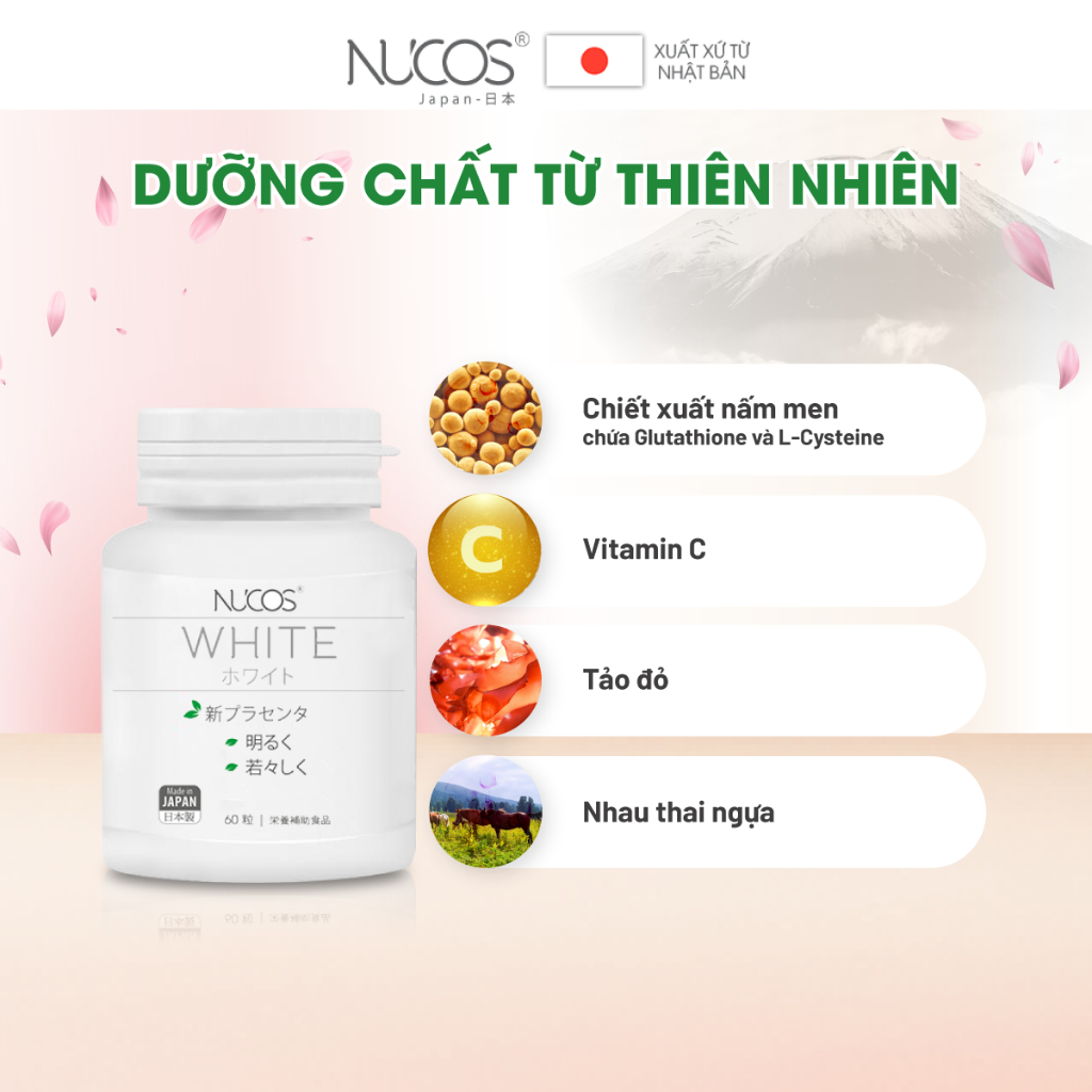 Combo 4 hộp Viên uống trắng da mờ thâm nám Nucos White 60 viên