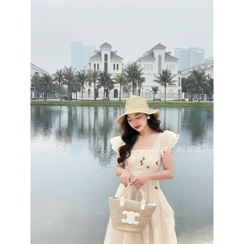 Váy nữ voan hoa xinh xắn, đầm đi biển, đi chơi chất liệu lụa voan 2 lớp cao cấp