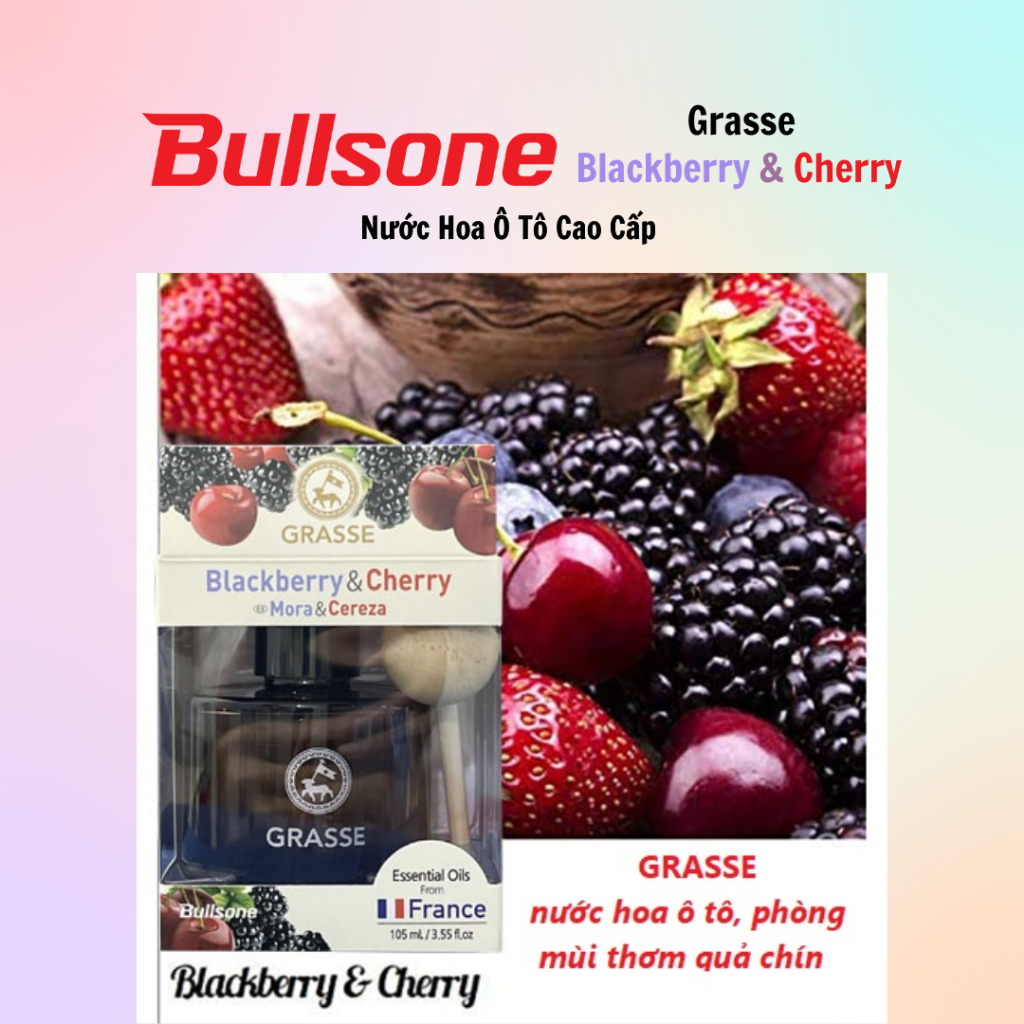 Nước Hoa Ô Tô Cao Cấp Bullsone Grasse Diffuser Grapefruit & Peony/Blackberry Cherry/..105ml - Hàng Chính Hãng