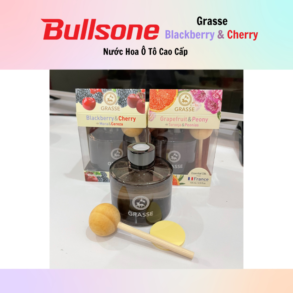 Nước Hoa Ô Tô Cao Cấp Bullsone Grasse Diffuser Grapefruit & Peony/Blackberry Cherry/..105ml - Hàng Chính Hãng