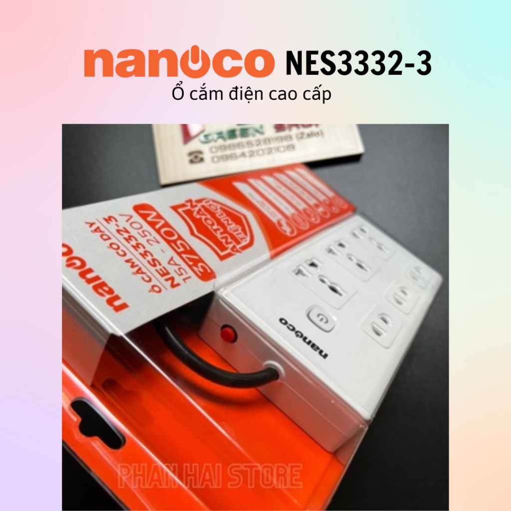 Ổ cắm đa năng Nanoco NES332U-3/3332-3/43415-3/3332-3S1/3320-5/5215-3 - 100% chính hãng