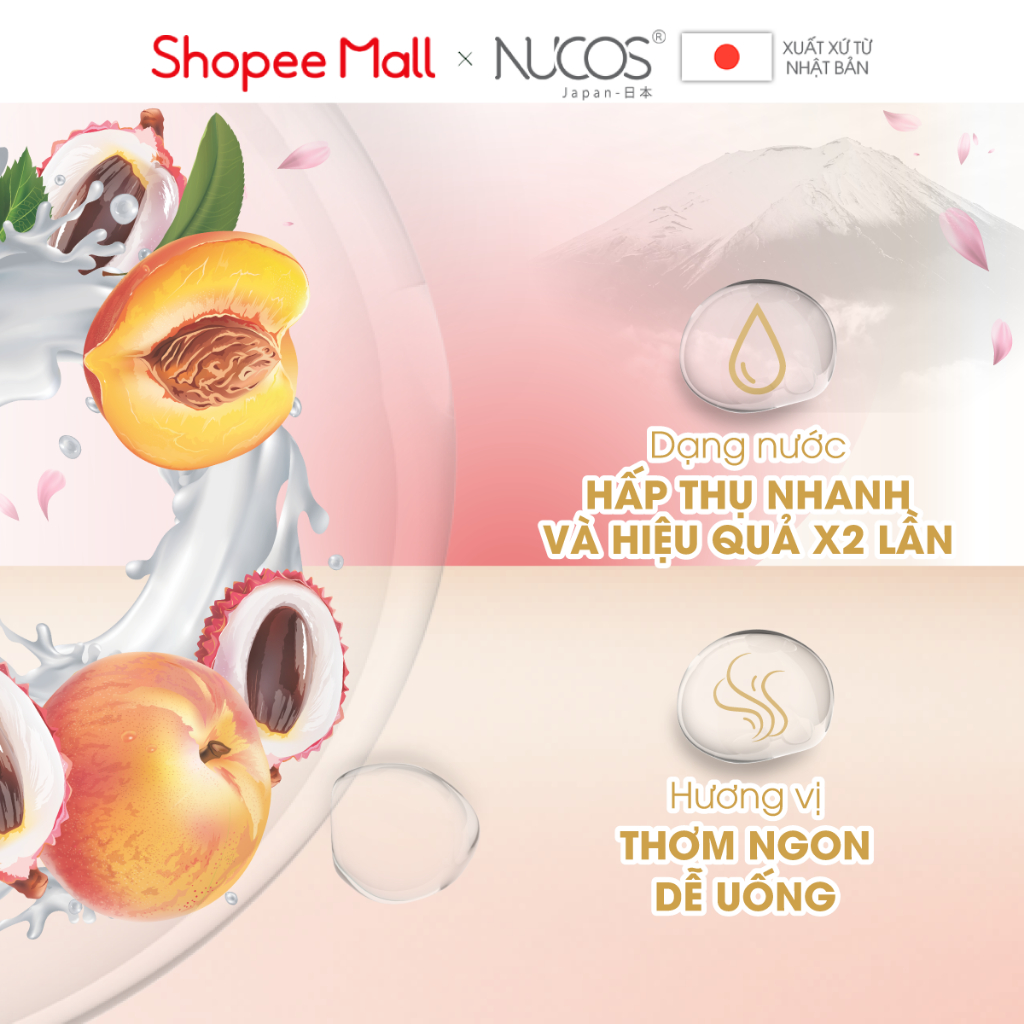 Combo nước uống collagen căng bóng trắng da mờ thâm nám Nucos Spa 10.000 và Nucos Super White 3 hộp x 10 chai
