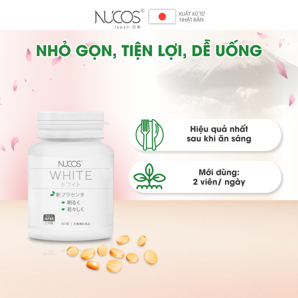 Viên uống trắng da mờ thâm nám Nucos White 60 viên