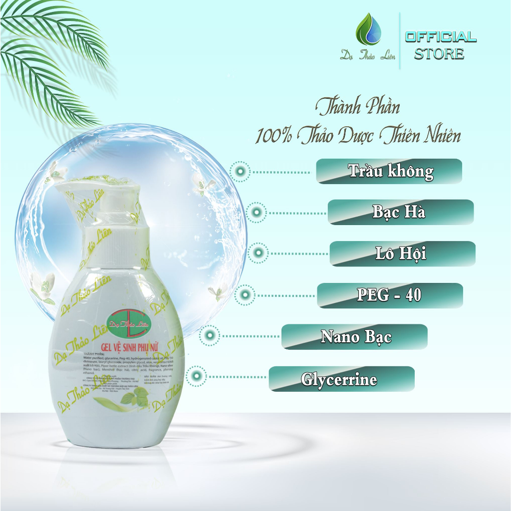 Gel Vệ Sinh Phụ Nữ Dạ Thảo Liên 100% Thảo Dược Thiên Nhiên 150ml | 100% Natural Herbal Feminine Hygiene Gel 150ml