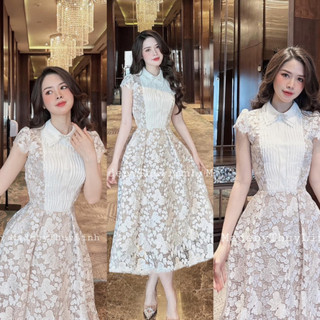 VÁY REN VINTAGE TAY CÁNH TIÊN CỔ SEN CÀI TAG 040723