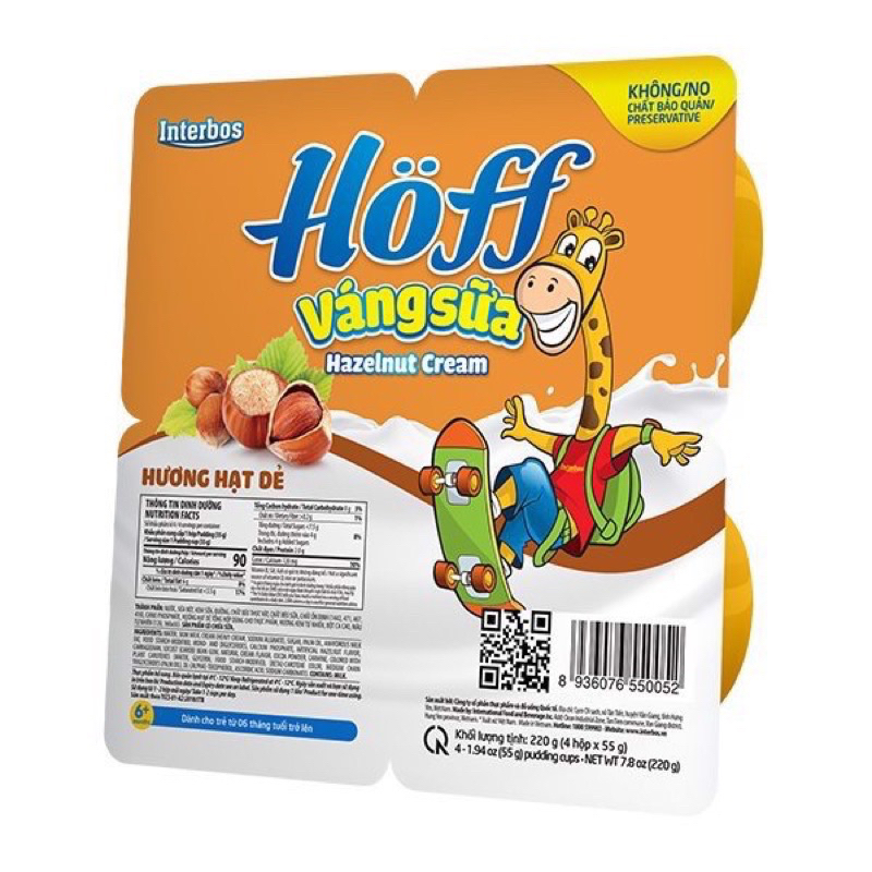 Váng sữa Hoff cho bé ăn dặm từ 6m+ sữa non / óc chó / vani / hạt dẻ