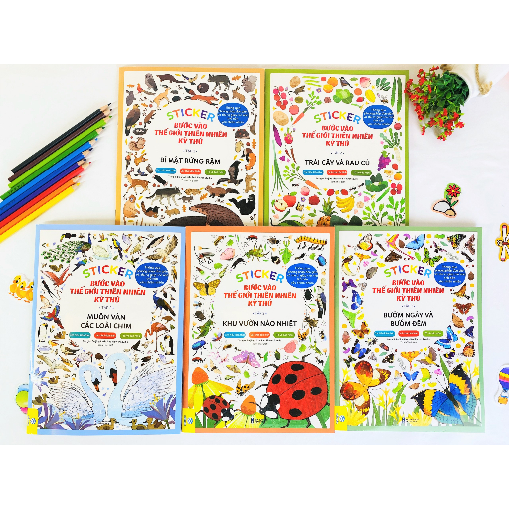 Sách - Combo 5 cuốn Sticker Bước Vào Thế Giới Thiên Nhiên Kỳ Thú Tập 2 - ndbooks