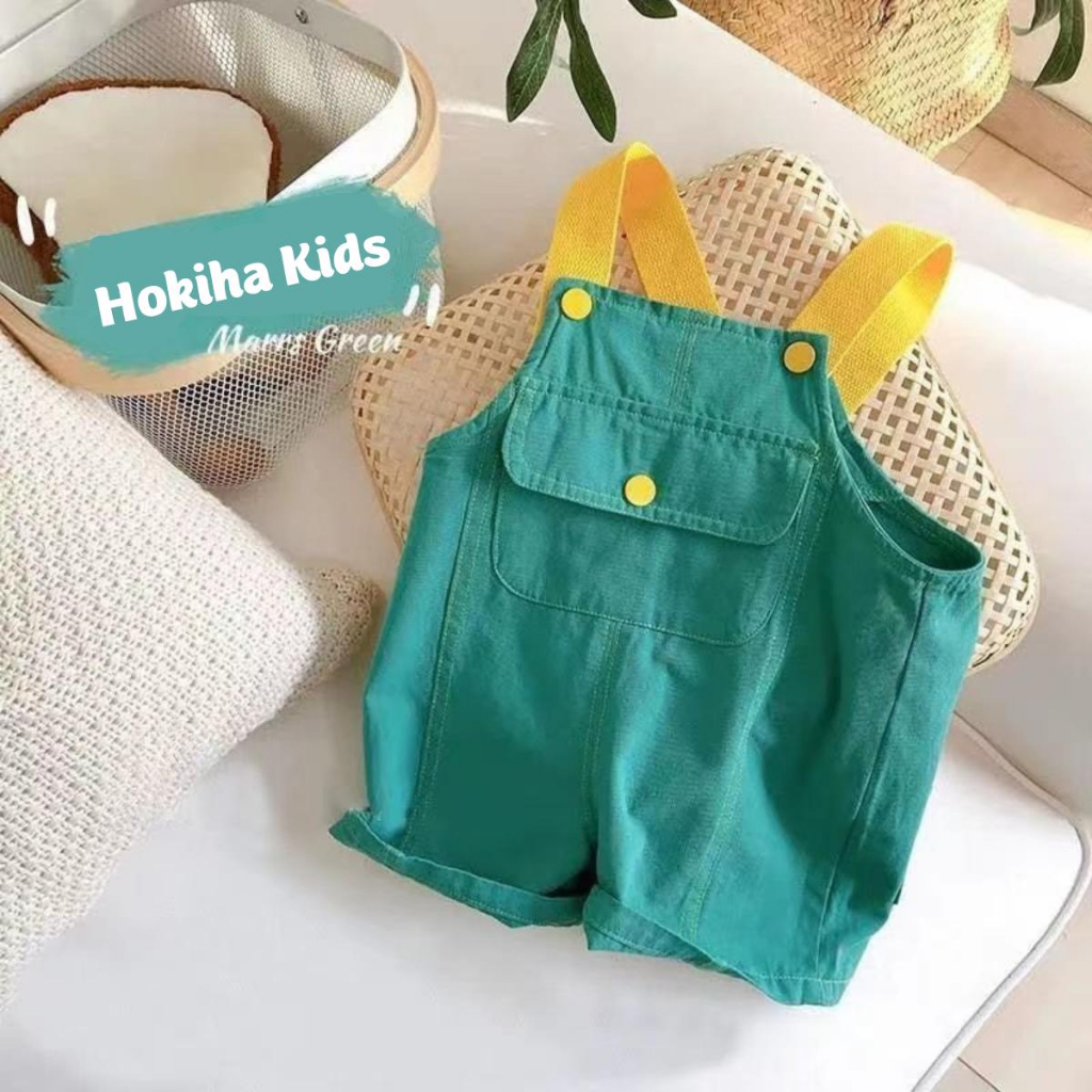 Combo áo + yếm quần Hokiha Kid cho bé trai bé gái gồm 1 yếm kaki và 1 áo thun chất cotton mềm mại size 5-13kg