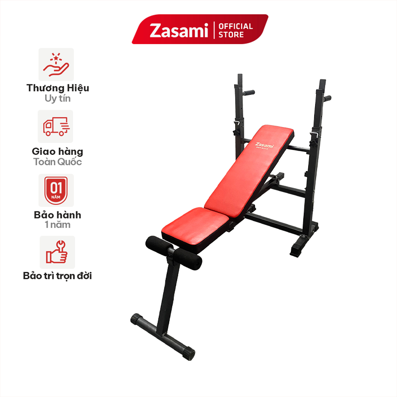 Combo Giàn Tạ Đa Năng Không Ép Zasami SGD-8216( Gồm 1 đòn 1m5 và 30 kg tạ đĩa gang 2 đòn tay)