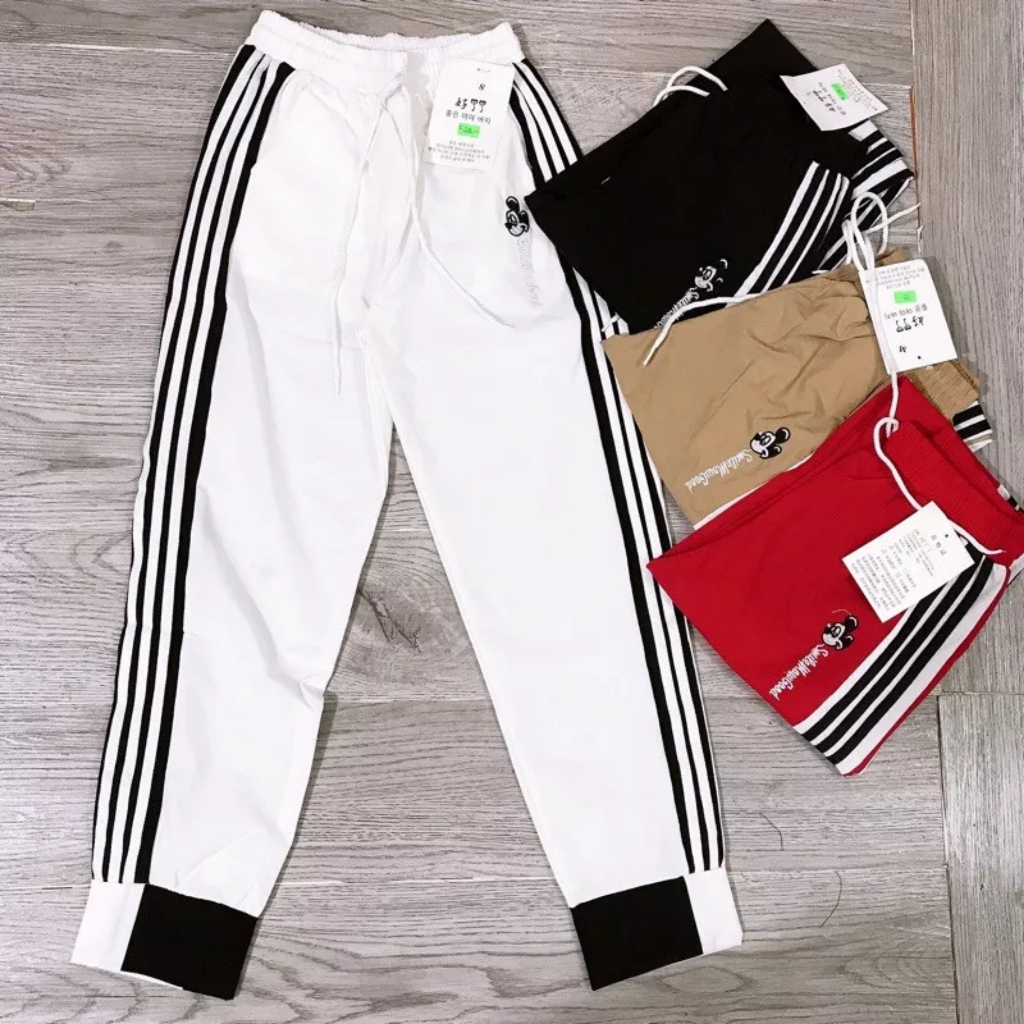 Quần gió nam ông bo phối ba sọc dáng rộng chất dù cá tính thời trang Unisex SL