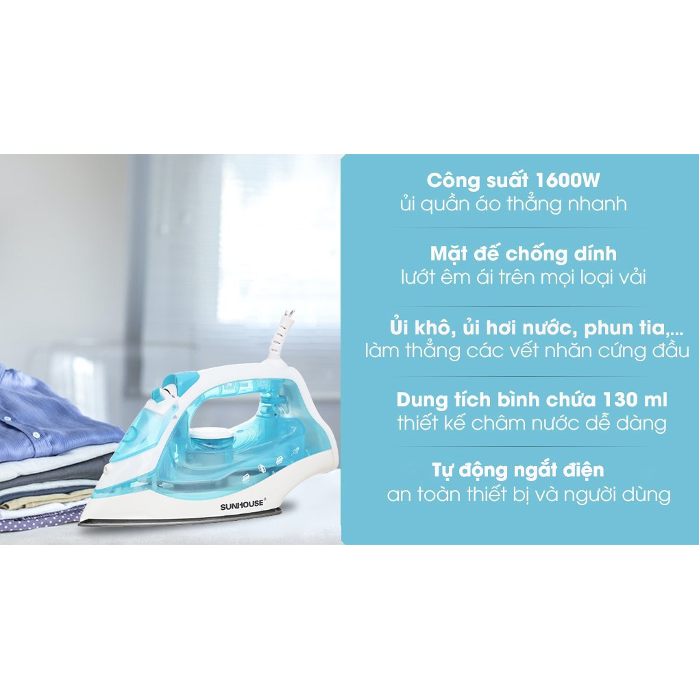 Bàn Là Hơi Nước Sunhouse SHD2065 Hàng Chính Hãng