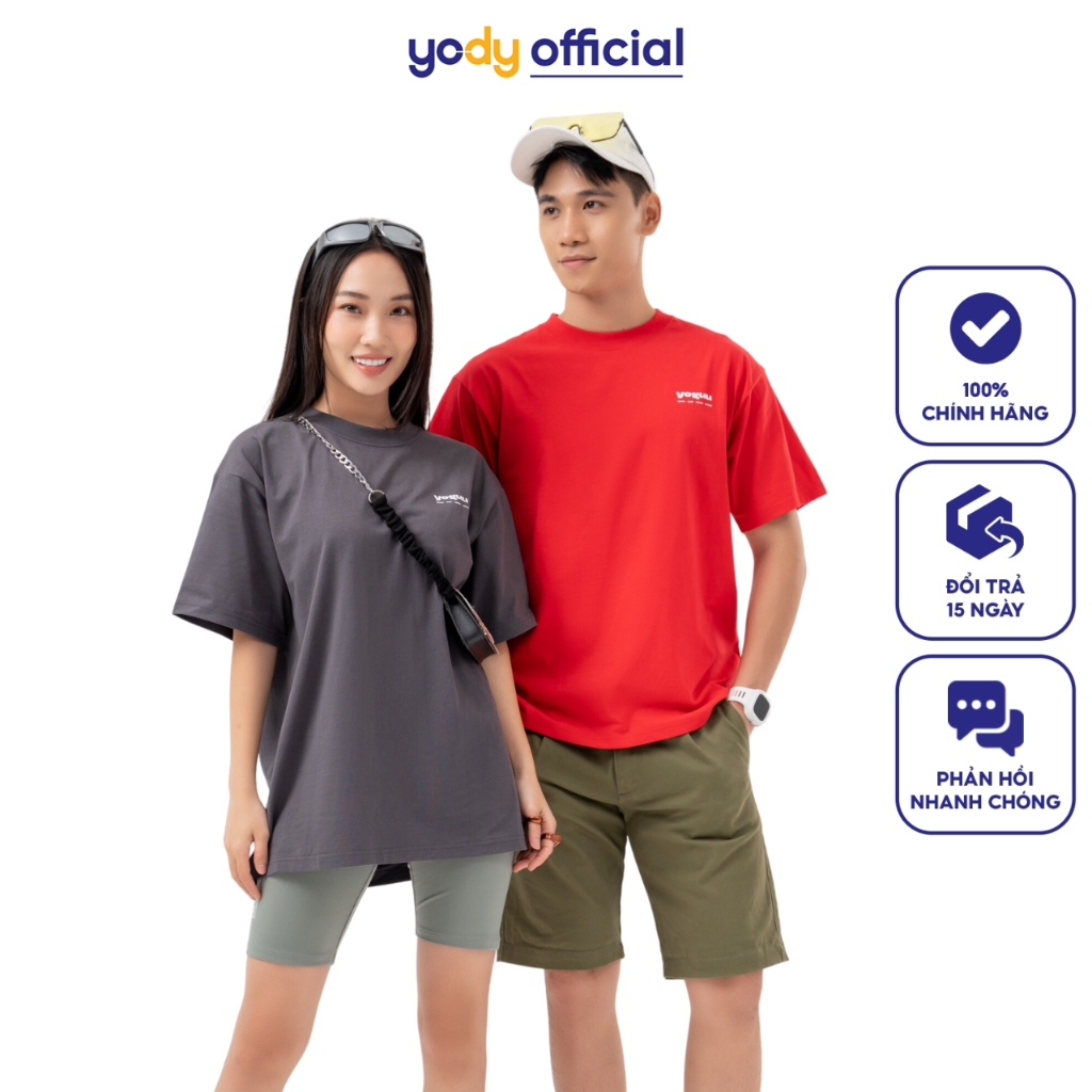 Áo phông unisex Yody chất liệu cotton usa áo thun nam nữ in yoguu năng động mềm mịn thoáng mát GUT6080