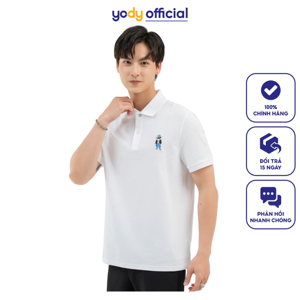 Áo polo nam Yody sorona oversize thêu gấu mềm mại thoáng mát APM6297