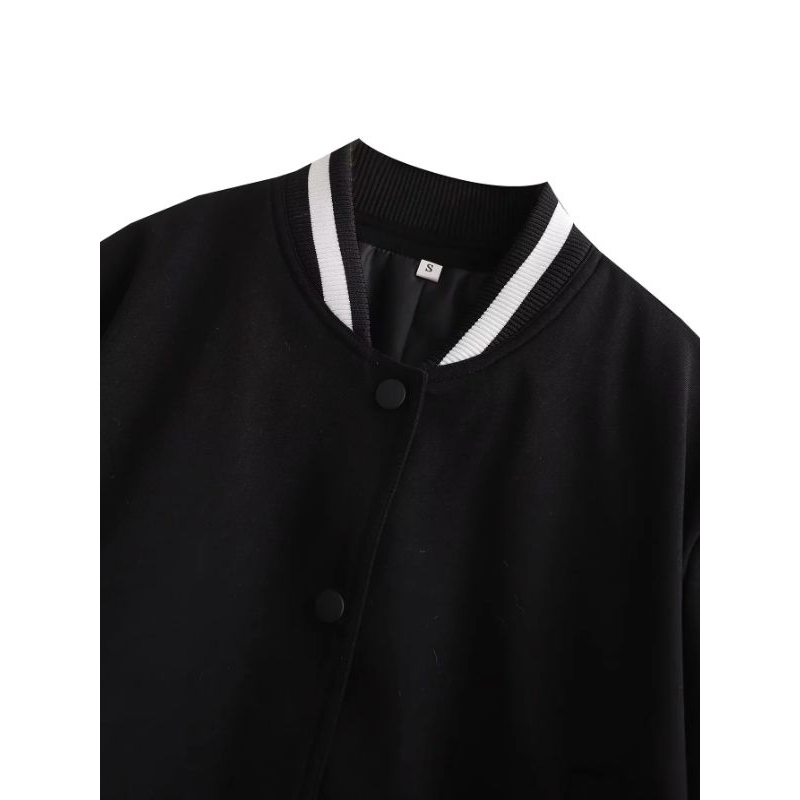 Áo khoác bomber bóng chày nữ phong cách Âu Mỹ 2023