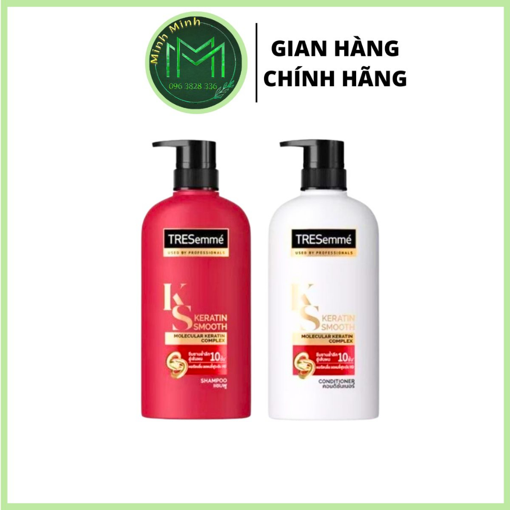 Gội Xả Tresemmé Keratin Smooth Thái Lan Dưỡng Tóc Khô Xơ Rối Gội 450ml, Xả 400ml