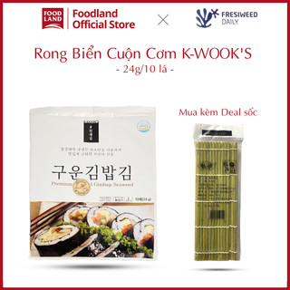 Rong Biển Cuộn Cơm KWook's, Kfood roasted laver loại 10 lá - Premium Gimbap Seaweed - Foodland