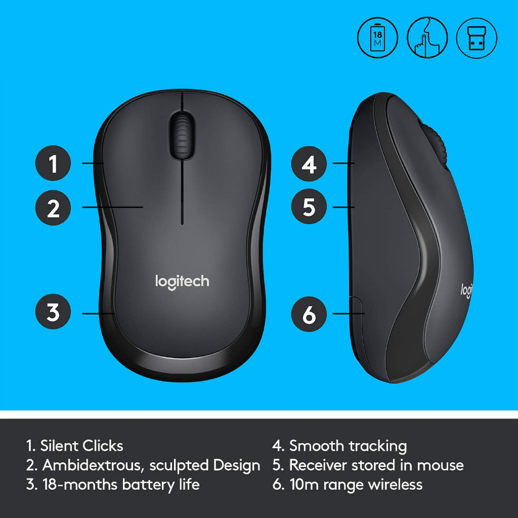 Chuột Logitech M221 Silent Plus Không dây Wireless - Bảo hành 3 năm