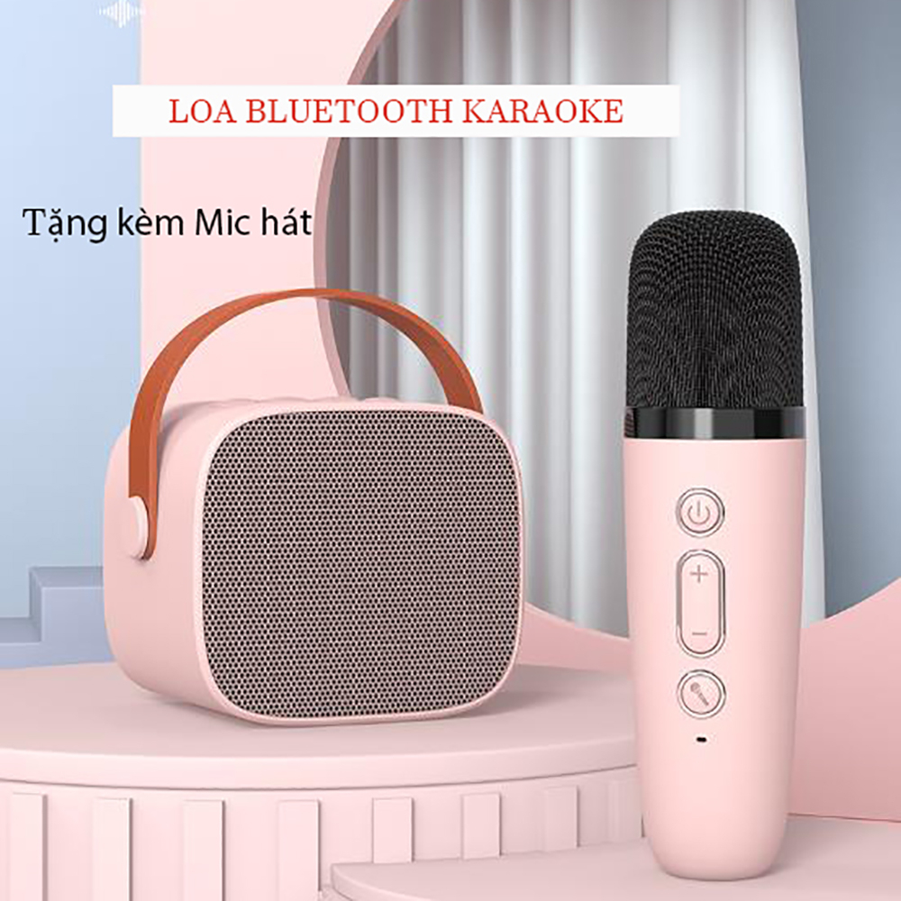 Karaoke Loa Bluetooth Mini Tặng Kèm Micro Hát Không Dây Có Tay Cầm  Bass Hay