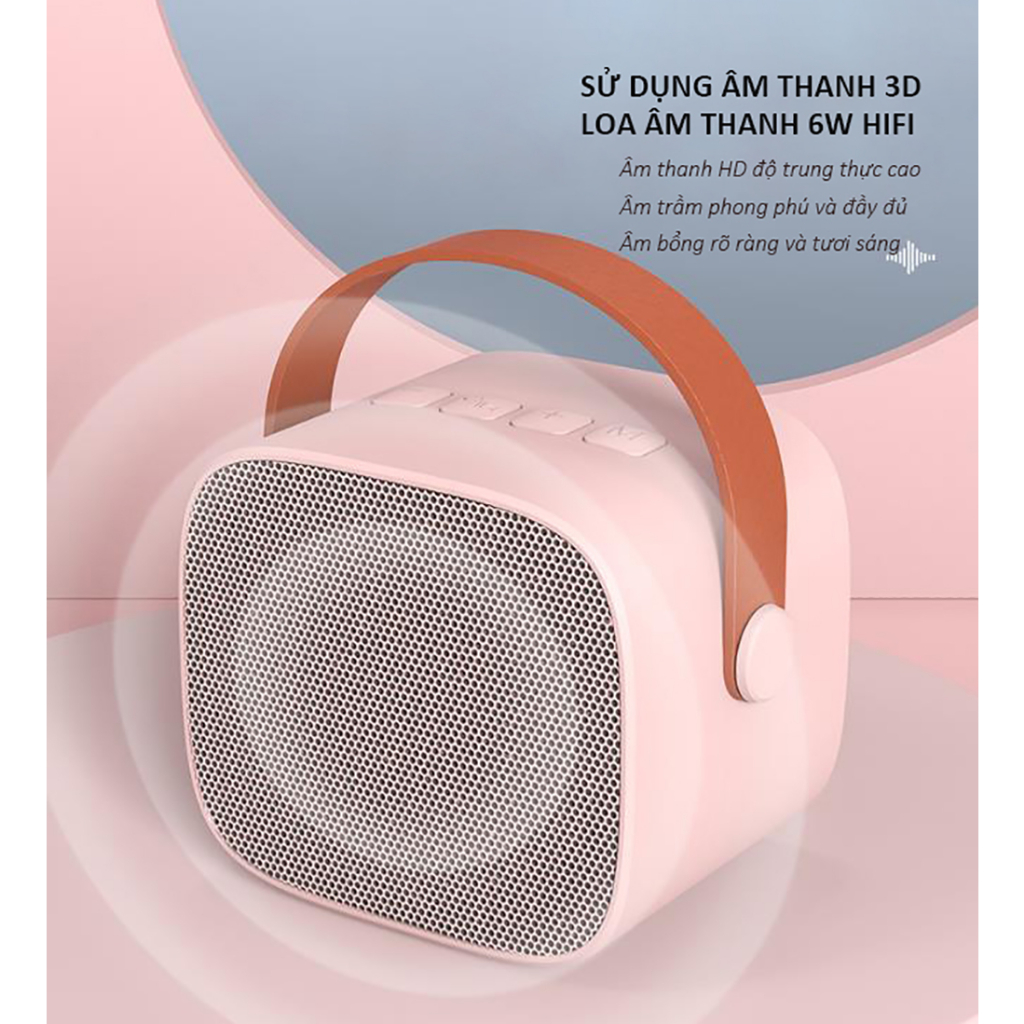 Karaoke Loa Bluetooth Mini Tặng Kèm Micro Hát Không Dây Có Tay Cầm  Bass Hay