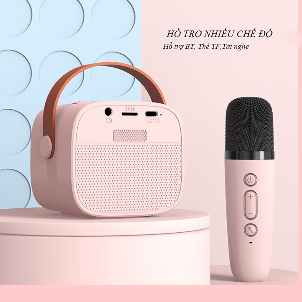 Bộ Hát Karaoke Bass Hay, Loa Bluetooth Mini Tặng Kèm Micro Hát Không Dây