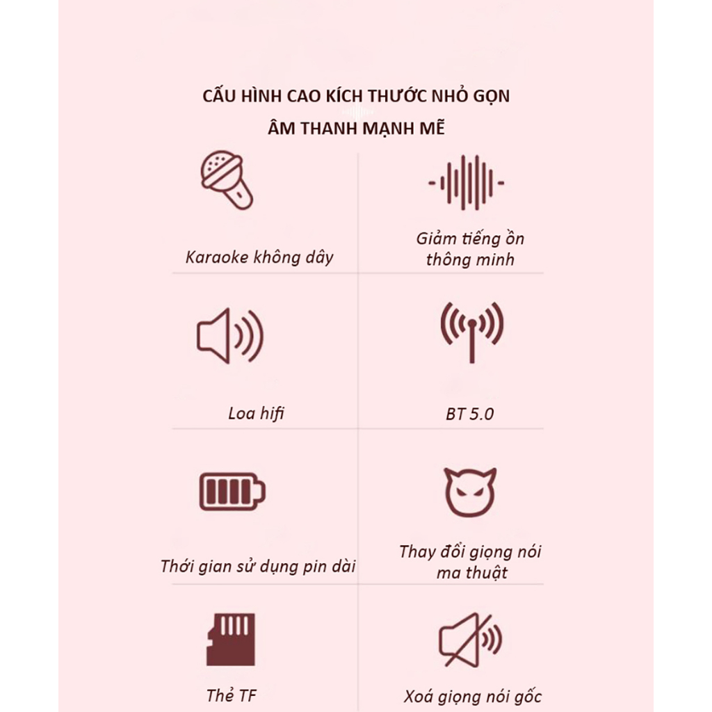 Karaoke Loa Bluetooth Mini Tặng Kèm Micro Hát Không Dây Có Tay Cầm  Bass Hay