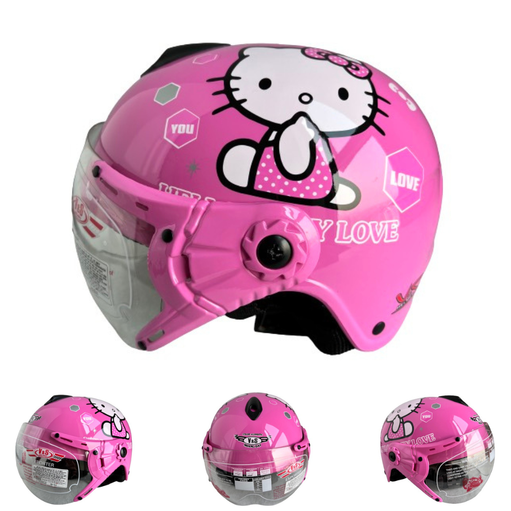 Nón bảo hiểm trẻ em có kính dành cho bé trai từ 3 - 6 tuổi V&S Helmet - Siêu nhân - Among US - Kitty - VS103KS