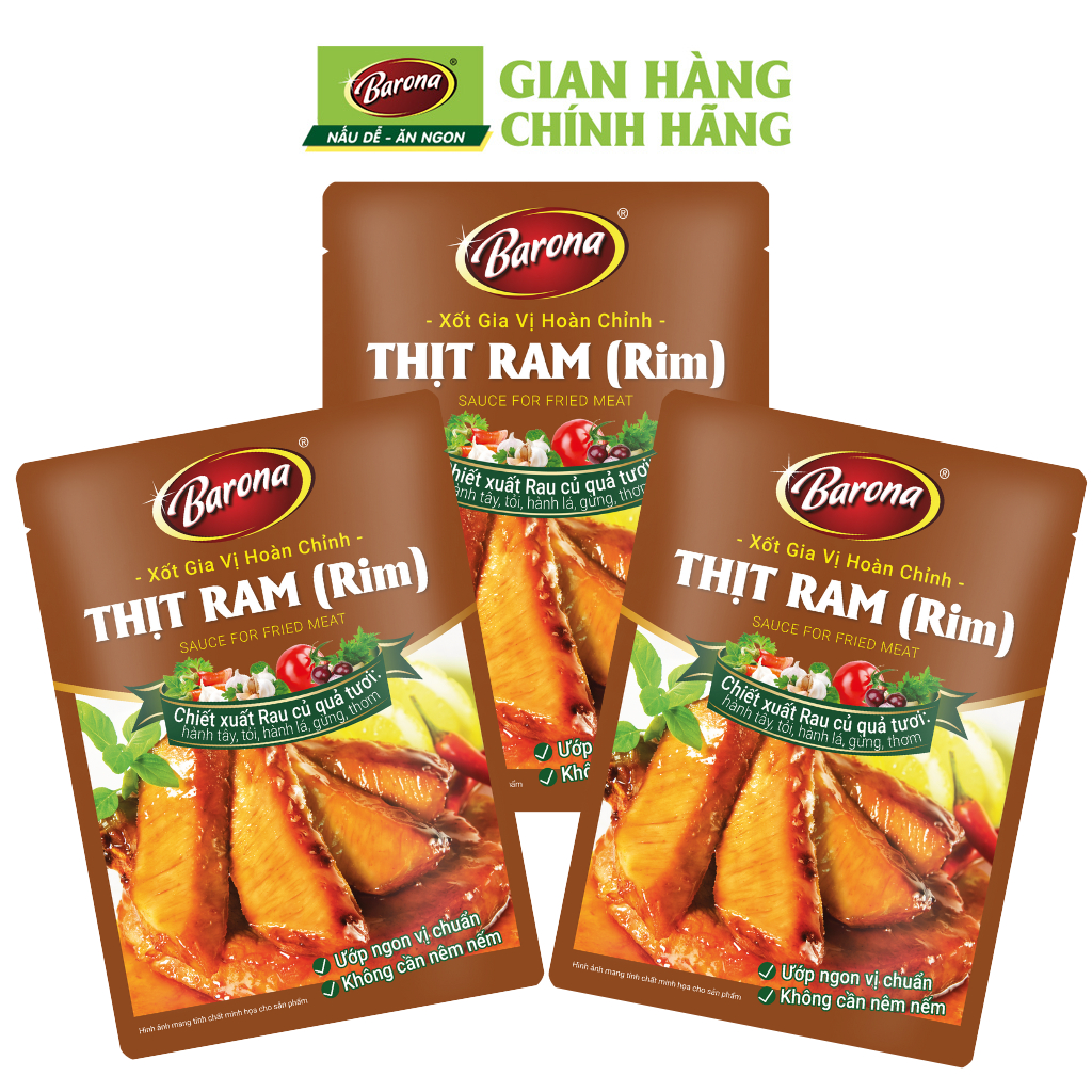 Combo 3 Gói Gia Vị Thịt Ram/ Rim Barona 80g ướp ngon chuẩn vị không cần nêm nếm