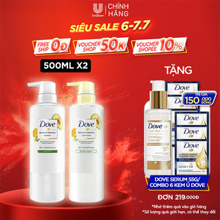 Combo Dầu Gội & Kem Xả Dove Nhật Chiết Xuất Bơ & Dầu Argan Nuôi Dưỡng, Phục Hồi Hư Tổn & Ngăn Ngừa Gãy Rụng 500G/Chai