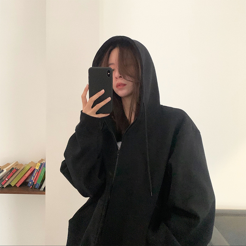 Áo khoác nữ hoodie zip kéo khóa mùa đông màu bé xám đen, áo hoodie nữ khoác ngoài nỉ bông có mũ rộng hàn quốc  EXOZEM