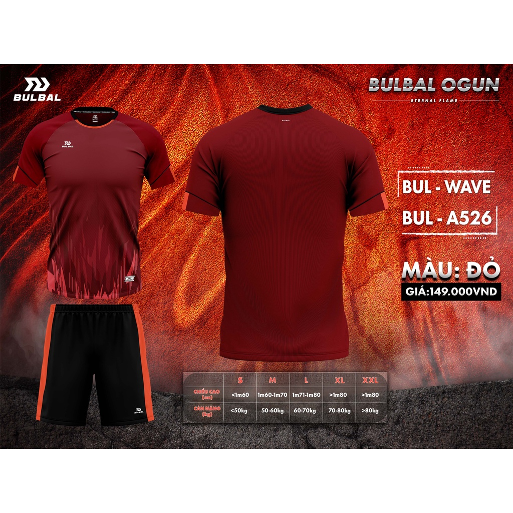 Bộ Quần Áo Bóng Đá Bulbal Ogun Cao Cấp, Chất Vải Mè Bul-Wave Thoáng Mát, Thấm Hút Mồ Hôi Tốt
