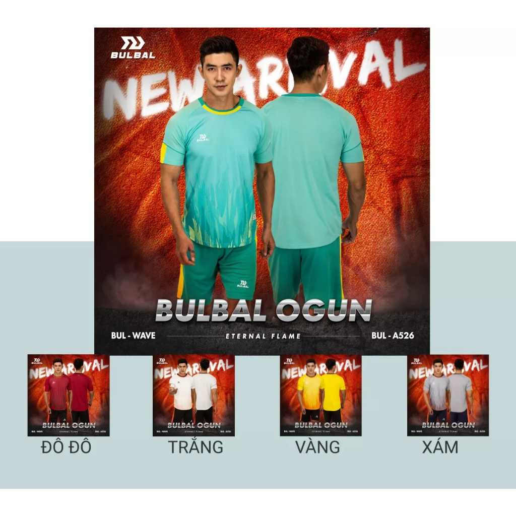 Bộ Quần Áo Bóng Đá Bulbal Ogun Cao Cấp, Chất Vải Mè Bul-Wave Thoáng Mát, Thấm Hút Mồ Hôi Tốt
