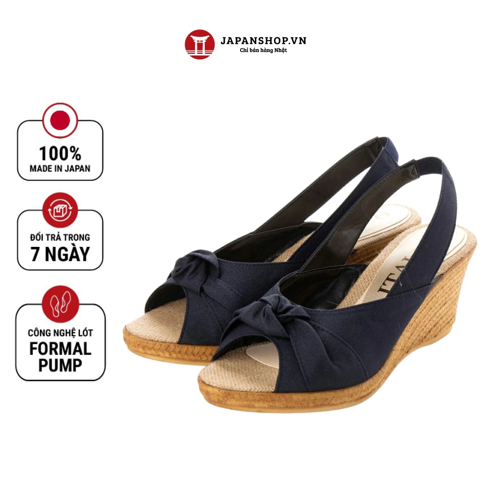 Giày sandal nữ đế xuồng KOSU 6900 phối nơ siêu nhẹ, cao 6,5cm made in Japan