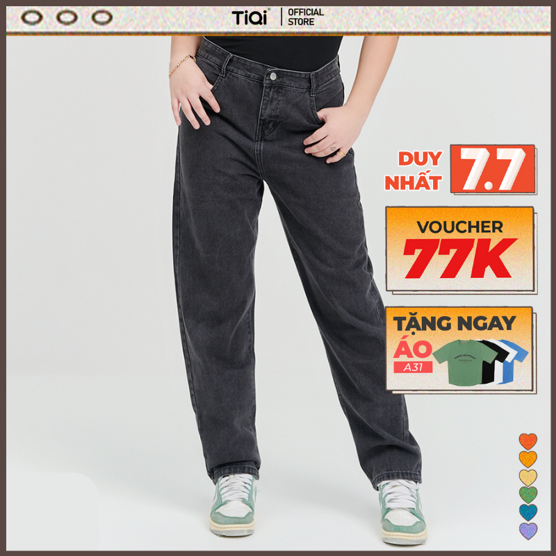 Quần baggy nữ big size vải jean cotton cao cấp lưng cao TiQi Jeans B2-771