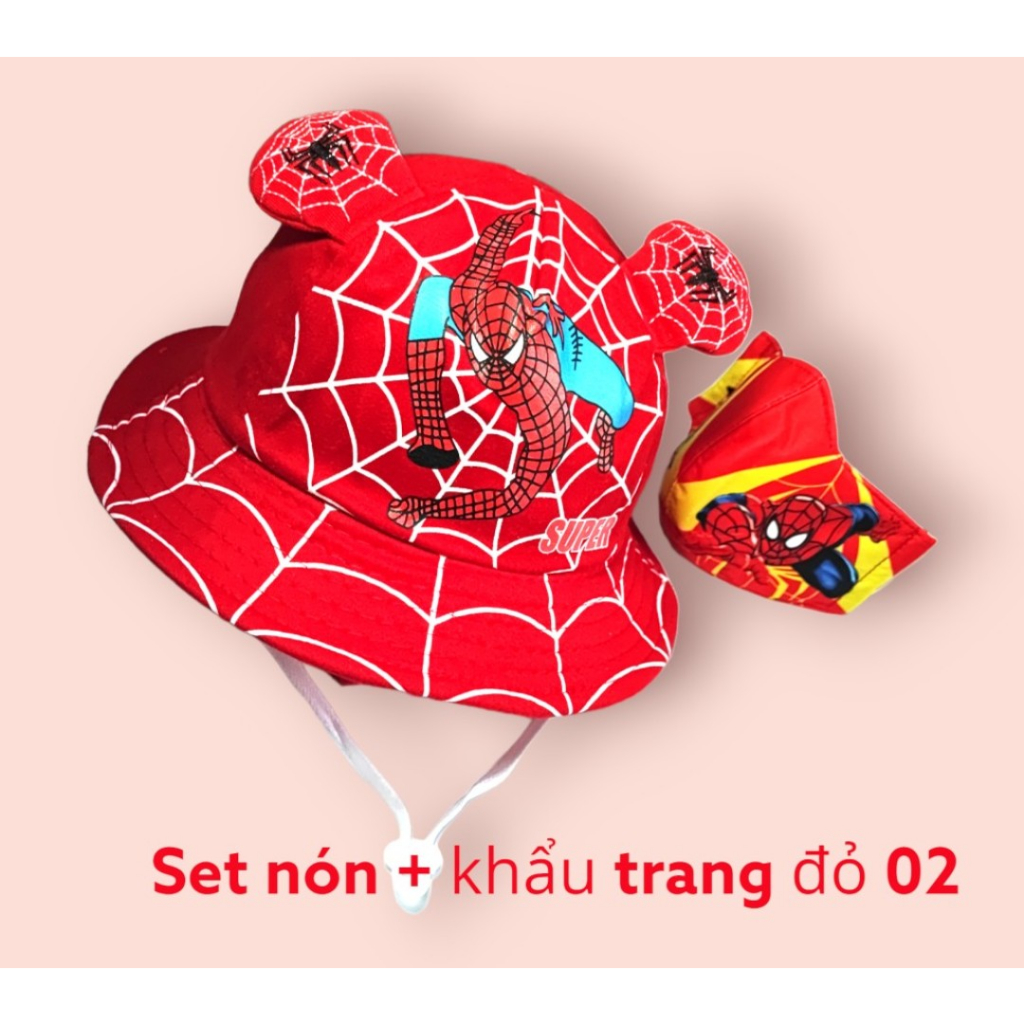 Mũ vành Sprider man cho bé trai, Nón bucket người nhện cho bé
