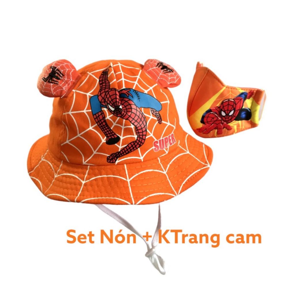Mũ vành Sprider man cho bé trai, Nón bucket người nhện cho bé