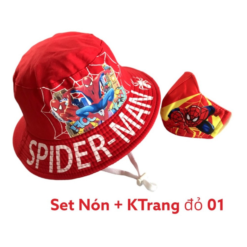 Mũ vành Sprider man cho bé trai, Nón bucket người nhện cho bé