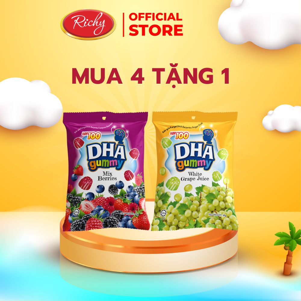 [NEW] Kẹo dẻo LOT100 DHA hương vị tổng hợp/Nho xanh 40g