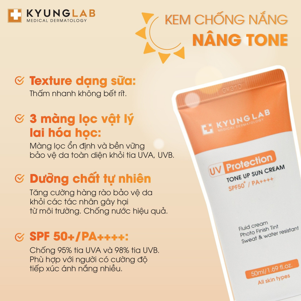 Kem chống nắng nâng tone KyungLab Tone Up Sun Cream SPF50+ PA++++ 50ml
