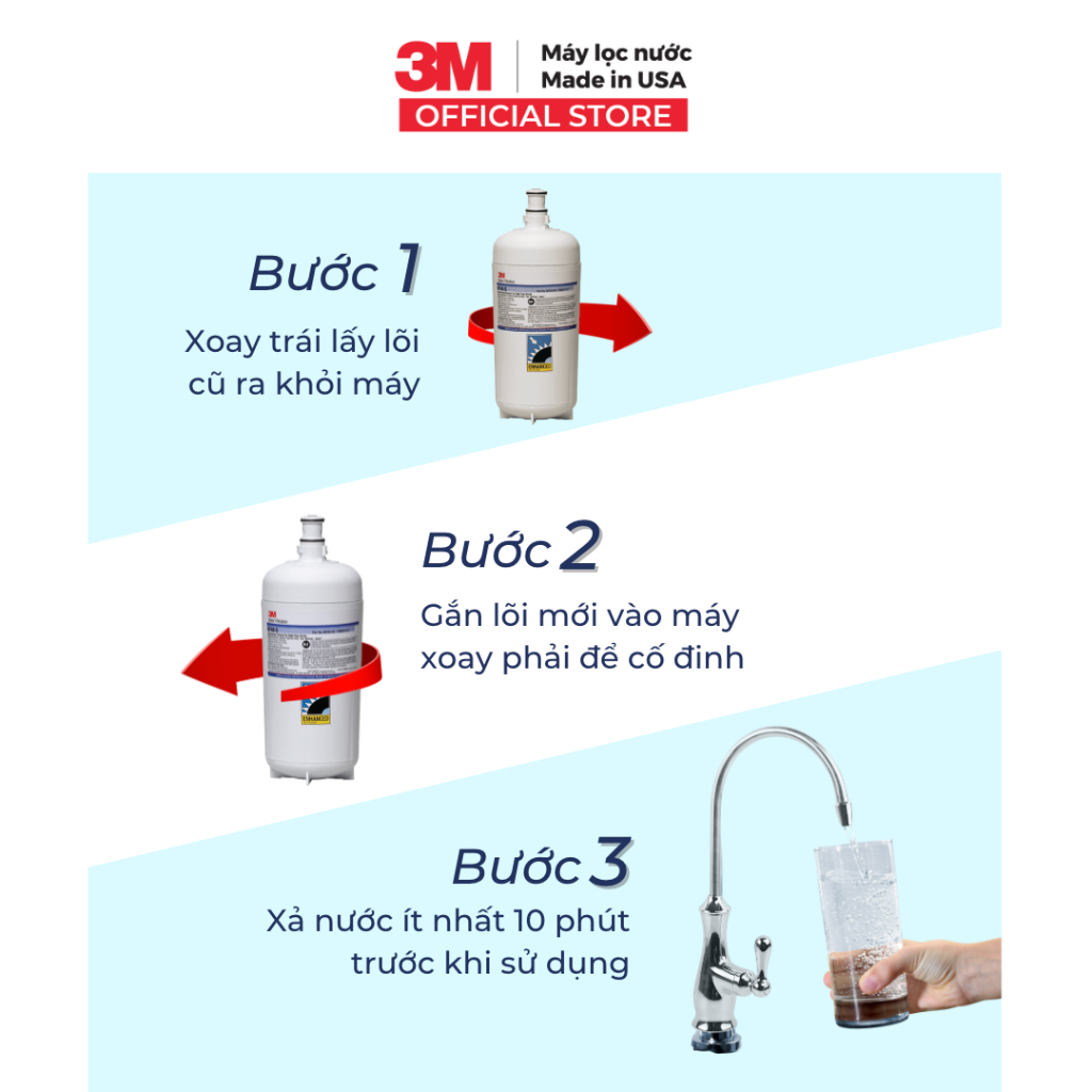 Combo 3M Máy Lọc Nước Brew120-MS Kèm Vòi Và Lọc Thô 3M AP055T-110 Không Điện