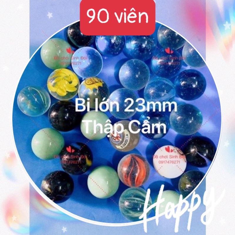 90 viên bi thuỷ tinh thập cẩm lớn 25mm - bi trang tria cây cảnh - bi ve truyền thống