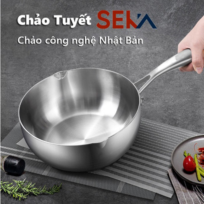 Chảo tuyết Inox KAW - SEKA , chảo chống dính bằng inox đường kính 22,24,26cm dùng được mọi loại bếp