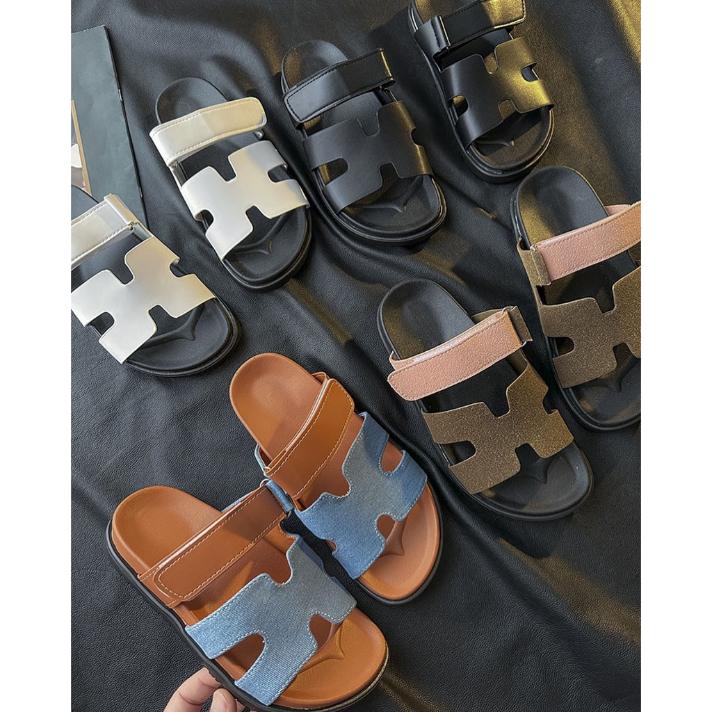 Sandal Chữ H Quai Da Mềm Đế Cao Su Chống Trượt Thời Trang Nữ